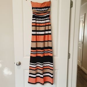 Strapless striped Maxi Dress‎
